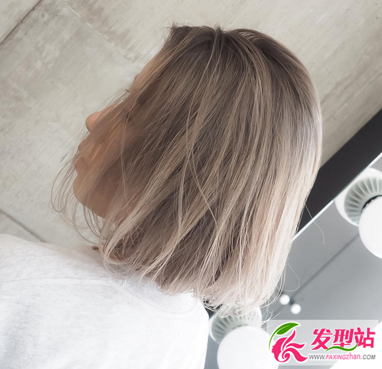短发波波头亚麻灰染发 渐变奶奶灰染发发型_发型站_最新流行发型设计