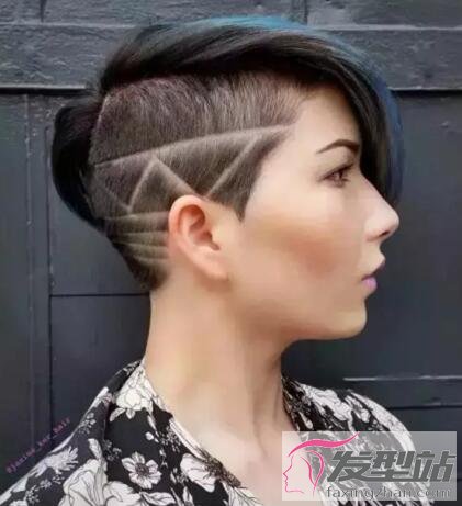 女生帅气刻痕短发时尚个性回头率超高